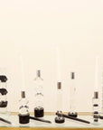 10" Silver Clear And Black Faceted Crystal Tabletop Taper Candlestick