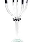 20" Clear And Silver Crystal Tabletop Contempo Candelabra Candle Holder