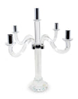 20" Clear And Silver Crystal Tabletop Candelabra Candle Holder