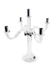 20" Clear And Silver Crystal Tabletop Candelabra Candle Holder