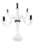 20" Clear And Silver Crystal Tabletop Candelabra Candle Holder