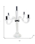 20" Clear And Silver Crystal Tabletop Candelabra Candle Holder