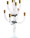 23" Clear Gold And Silver Crystal Tabletop Candelabra Candle Holder