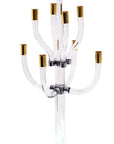 23" Clear Gold And Silver Crystal Tabletop Candelabra Candle Holder