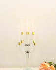 23" Clear Gold And Silver Crystal Tabletop Candelabra Candle Holder
