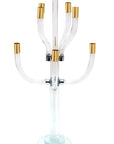 23" Clear Gold And Silver Crystal Tabletop Candelabra Candle Holder