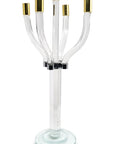 20" Clear Gold And Silver Crystal Tabletop Candelabra Candle Holder