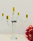20" Clear Silver And Gold Crystal Tabletop Candelabra Candle Holder