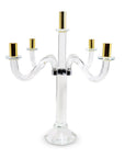 20" Clear Silver And Gold Crystal Tabletop Candelabra Candle Holder