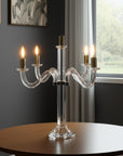 20" Clear Silver And Gold Crystal Tabletop Candelabra Candle Holder