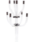 23" Clear And Silver Crystal Tabletop Candelabra Candle Holder