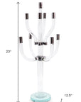 23" Clear And Silver Crystal Tabletop Candelabra Candle Holder