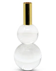 Set of Two Clear And Gold Geo Orbs Crystal Tabletop Taper Candlesticks