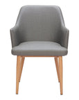 Set of Two Gray And Natural Fabric And Wood Dining Arm Chairs