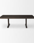 55" Dark Brown Solid Wood Double Pedestal Coffee Table