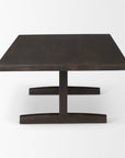 55" Dark Brown Solid Wood Double Pedestal Coffee Table