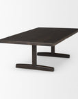 55" Dark Brown Solid Wood Double Pedestal Coffee Table