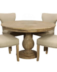 Five Piece Natural Round Solid Wood Dining Set with Four Chairs