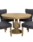 Five Piece Natural Round Solid Wood Dining Set with Four Chairs