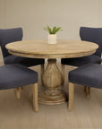 Five Piece Natural Round Solid Wood Dining Set with Four Chairs