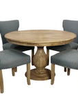Five Piece Natural Round Solid Wood Dining Set with Four Chairs