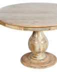 Five Piece Natural Round Solid Wood Dining Set with Four Chairs