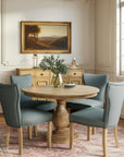 Five Piece Natural Round Solid Wood Dining Set with Four Chairs