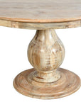 Five Piece Dark Brown Round Solid Wood Dining Set with Four Chairs
