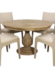 Five Piece Natural Round Solid Wood Dining Set with Four Chairs