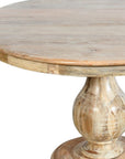 Five Piece Natural Round Solid Wood Dining Set with Four Chairs