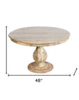Five Piece Natural Round Solid Wood Dining Set with Four Chairs
