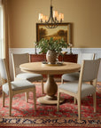 Five Piece Natural Round Solid Wood Dining Set with Four Chairs