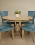 Five Piece Natural Round Solid Wood Dining Set with Four Chairs