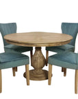 Five Piece Natural Round Solid Wood Dining Set with Four Chairs