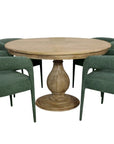 Five Piece Dark Brown Round Solid Wood Dining Set with Four Chairs