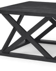 48" Black Solid Wood Geo Frame Coffee Table