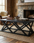 48" Black Solid Wood Geo Frame Coffee Table