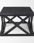 48" Black Solid Wood Geo Frame Coffee Table
