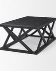 48" Black Solid Wood Geo Frame Coffee Table