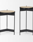 Set of Two Brown And Black Marble And Metal Nested Tables