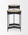 Set of Two Brown And Black Marble And Metal Nested Tables