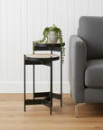 Set of Two Brown And Black Marble And Metal Nested Tables