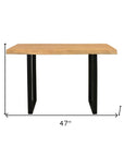 47" Natural and Black Solid Wood and Metal Live Edge Console Table