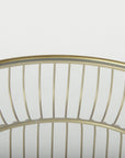 Set of Two Clear and Gold Tempered Glass and Metal Wire Round Drum End Tables