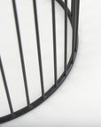 Set of Two Clear and Black Tempered Glass and Metal Wire Round Drum End Tables