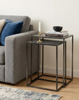 Set of Two Black Iron Nested Tables