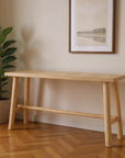 66" Light Brown Solid Wood Trestle Console Table