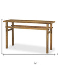 54" Brown Solid Wood Distressed Console Table