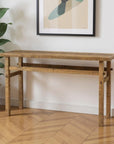 54" Brown Solid Wood Distressed Console Table