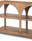 54" Brown Solid Wood Floor Shelf Console Table With Two Shelves